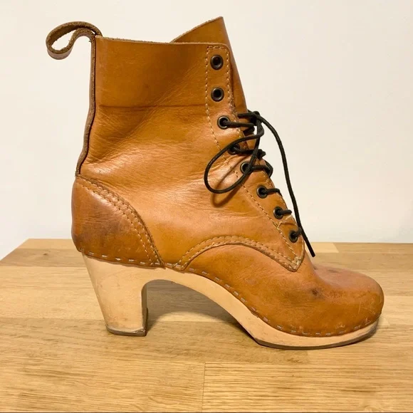 Swedish Hasbeens Hippie Lace Up Leather booties size 38 - Picture 3 of 11